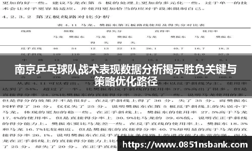 南京乒乓球队战术表现数据分析揭示胜负关键与策略优化路径